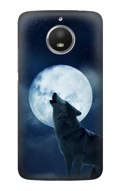 S3693 Grim White Wolf Full Moon Hülle Schutzhülle Taschen für Motorola Moto E4 Plus