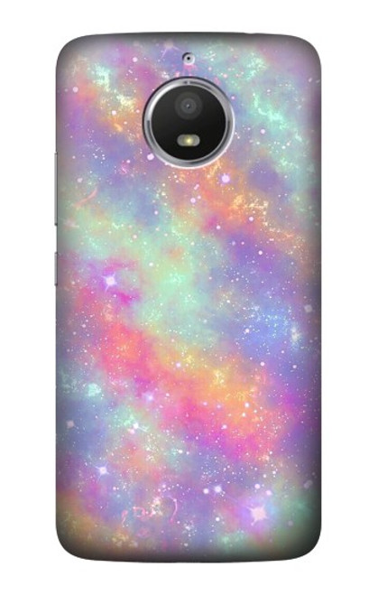 S3706 Pastel Rainbow Galaxy Pink Sky Hülle Schutzhülle Taschen für Motorola Moto E4 Plus