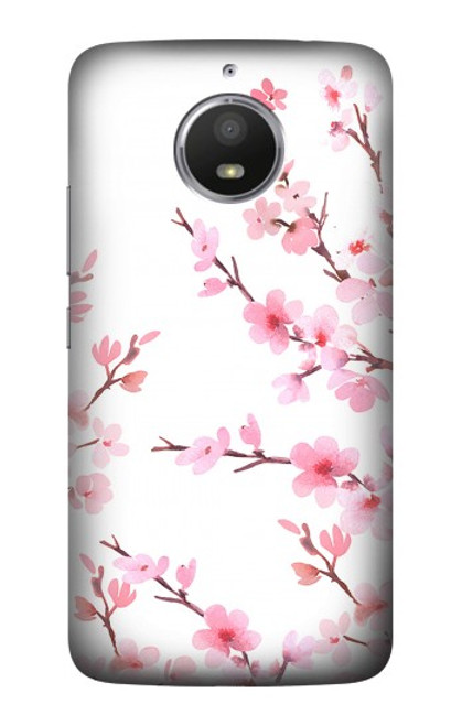 S3707 Pink Cherry Blossom Spring Flower Hülle Schutzhülle Taschen für Motorola Moto E4 Plus