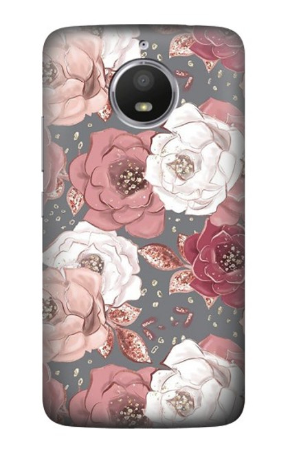 S3716 Rose Floral Pattern Hülle Schutzhülle Taschen für Motorola Moto E4 Plus