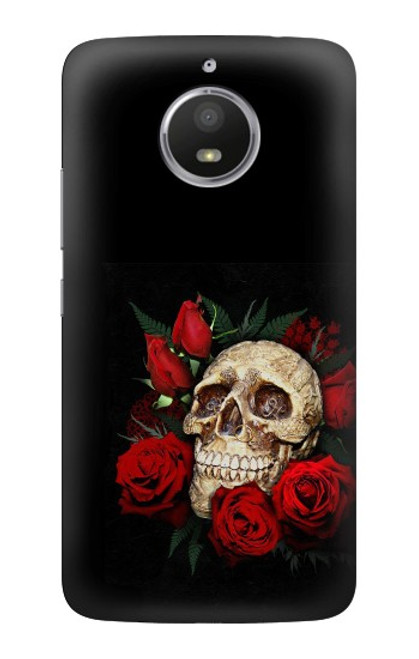 S3753 Dark Gothic Goth Skull Roses Hülle Schutzhülle Taschen für Motorola Moto E4 Plus