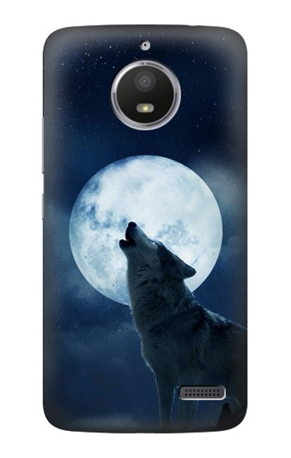 S3693 Grim White Wolf Full Moon Hülle Schutzhülle Taschen für Motorola Moto E4