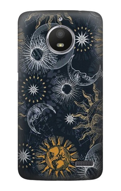 S3702 Moon and Sun Hülle Schutzhülle Taschen für Motorola Moto E4