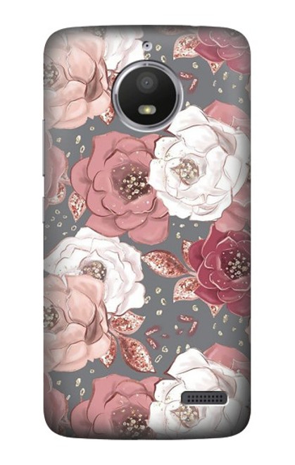 S3716 Rose Floral Pattern Hülle Schutzhülle Taschen für Motorola Moto E4