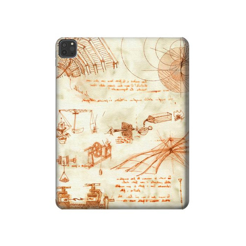 S0566 Technical Drawing Da Vinci Hülle Schutzhülle Taschen für iPad Pro 11 (2021,2020,2018, 3rd, 2nd, 1st)