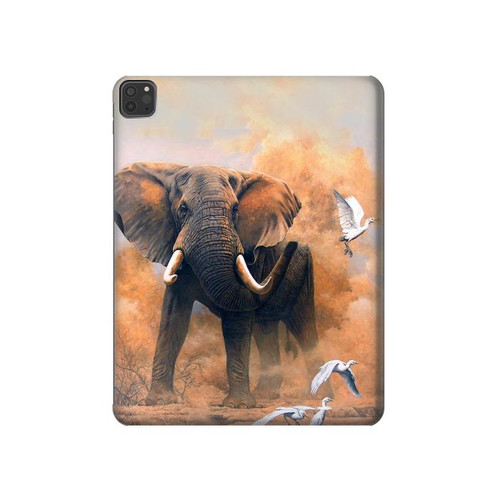 S1292 Dusty Elephant Egrets Hülle Schutzhülle Taschen für iPad Pro 11 (2021,2020,2018, 3rd, 2nd, 1st)