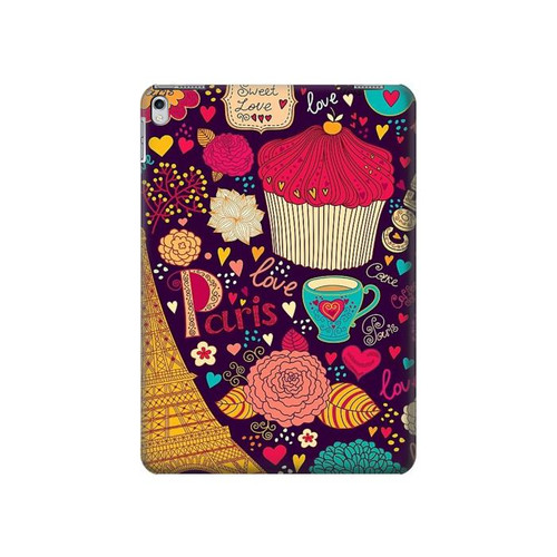 S2353 Paris Cartoon Vintage Pattern Hülle Schutzhülle Taschen für iPad 9.7 (2017,2018), iPad 6, iPad 5