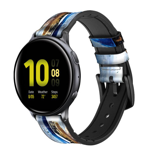 CA0010 Turtle in the Rain Smart Watch Armband aus Leder und Silikon für Samsung Galaxy Watch, Gear, Active