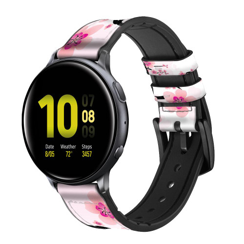CA0281 Plum Blossom Smart Watch Armband aus Leder und Silikon für Samsung Galaxy Watch, Gear, Active