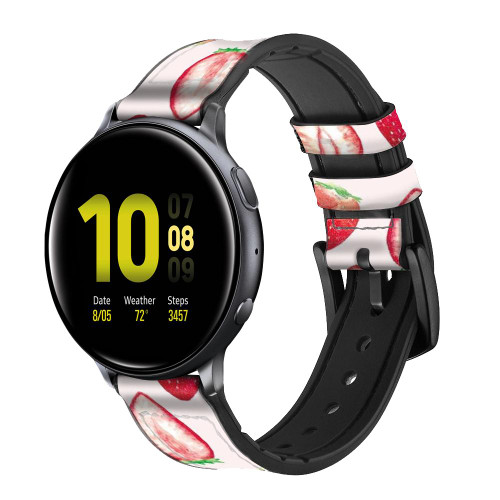 CA0776 Strawberry Smart Watch Armband aus Leder und Silikon für Samsung Galaxy Watch, Gear, Active