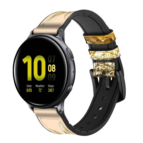 CA0784 Gold Pineapple Smart Watch Armband aus Leder und Silikon für Samsung Galaxy Watch, Gear, Active