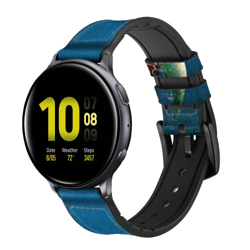 CA0790 Green Sea Turtle Smart Watch Armband aus Leder und Silikon für Samsung Galaxy Watch, Gear, Active