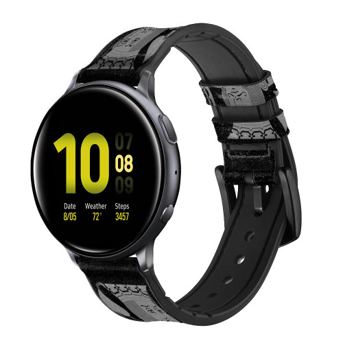 CA0809 Black King Spade Smart Watch Armband aus Leder und Silikon für Samsung Galaxy Watch, Gear, Active