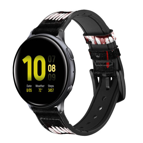 CA0813 Vampire Teeth Bloodstain Smart Watch Armband aus Leder und Silikon für Samsung Galaxy Watch, Gear, Active