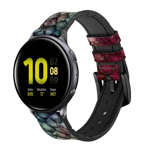 CA0822 Mermaid Fish Scale Smart Watch Armband aus Leder und Silikon für Samsung Galaxy Watch, Gear, Active