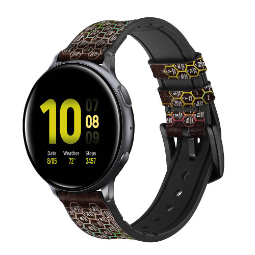 CA0827 Neon Honeycomb Periodic Table Smart Watch Armband aus Leder und Silikon für Samsung Galaxy Watch, Gear, Active