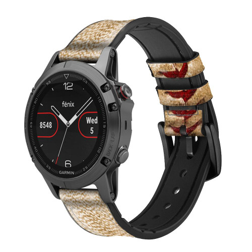 CA0005 Baseball Smart Watch Armband aus Leder und Silikon für Garmin Smartwatch