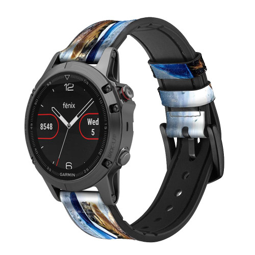 CA0010 Turtle in the Rain Smart Watch Armband aus Leder und Silikon für Garmin Smartwatch