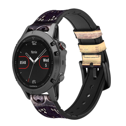 CA0011 Payphone Vintage Smart Watch Armband aus Leder und Silikon für Garmin Smartwatch