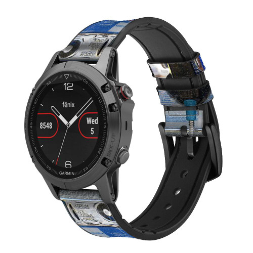 CA0012 Payphone Smart Watch Armband aus Leder und Silikon für Garmin Smartwatch