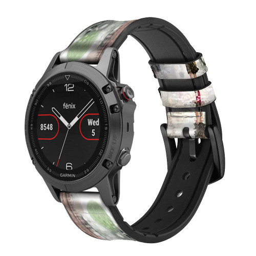 CA0013 Girl in The Rain Smart Watch Armband aus Leder und Silikon für Garmin Smartwatch
