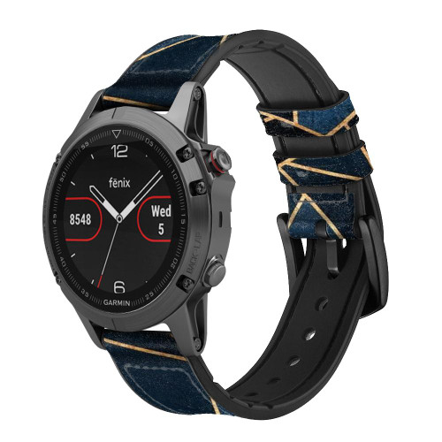 CA0774 Navy Blue Graphic Art Smart Watch Armband aus Leder und Silikon für Garmin Smartwatch