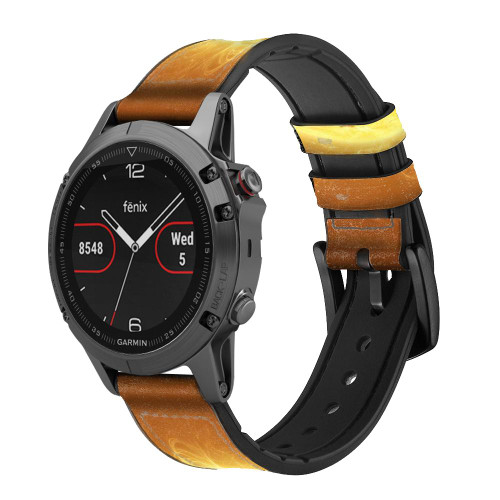 CA0781 Sun Smart Watch Armband aus Leder und Silikon für Garmin Smartwatch