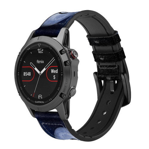 CA0783 Indian Hunter Moon Smart Watch Armband aus Leder und Silikon für Garmin Smartwatch