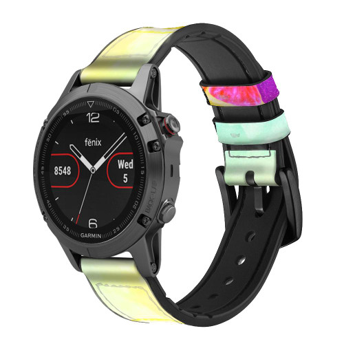 CA0787 Colorful Lemon Smart Watch Armband aus Leder und Silikon für Garmin Smartwatch
