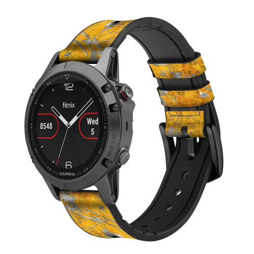 CA0814 Bullet Rusting Yellow Metal Smart Watch Armband aus Leder und Silikon für Garmin Smartwatch