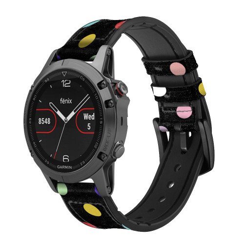 CA0816 Colorful Polka Dot Smart Watch Armband aus Leder und Silikon für Garmin Smartwatch