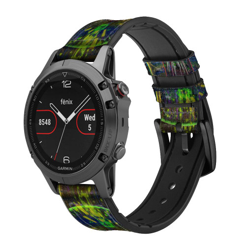 CA0828 Quantum Particle Collision Smart Watch Armband aus Leder und Silikon für Garmin Smartwatch