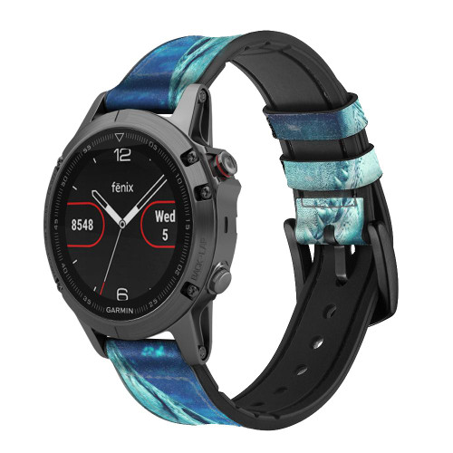 CA0831 Tiger Shark Smart Watch Armband aus Leder und Silikon für Garmin Smartwatch