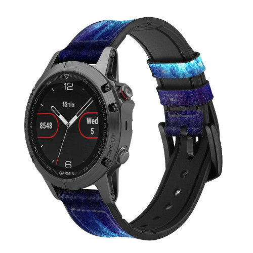 CA0832 Shockwave Explosion Smart Watch Armband aus Leder und Silikon für Garmin Smartwatch
