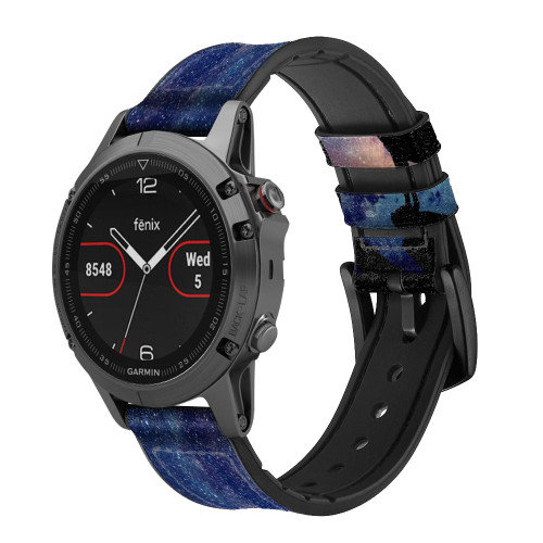 CA0836 Wolf Howling Million Star Smart Watch Armband aus Leder und Silikon für Garmin Smartwatch