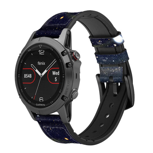 CA0839 Black Hole Smart Watch Armband aus Leder und Silikon für Garmin Smartwatch
