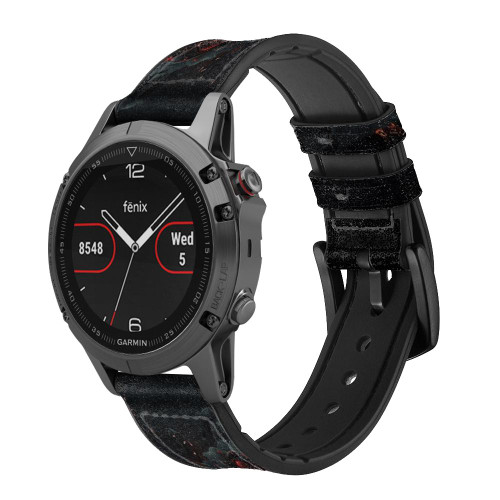 CA0844 Burnt Roses Smart Watch Armband aus Leder und Silikon für Garmin Smartwatch