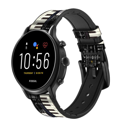 CA0002 Synthesizer Smart Watch Armband aus Leder und Silikon für Fossil Smartwatch