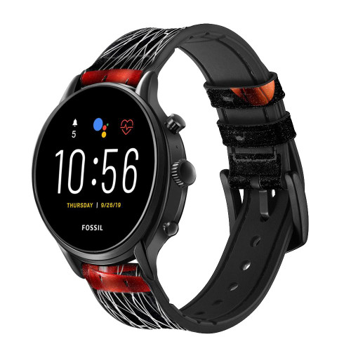 CA0007 Basketball Smart Watch Armband aus Leder und Silikon für Fossil Smartwatch