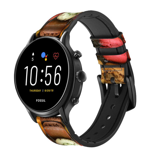 CA0009 Macarons Smart Watch Armband aus Leder und Silikon für Fossil Smartwatch