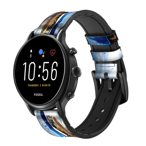 CA0010 Turtle in the Rain Smart Watch Armband aus Leder und Silikon für Fossil Smartwatch