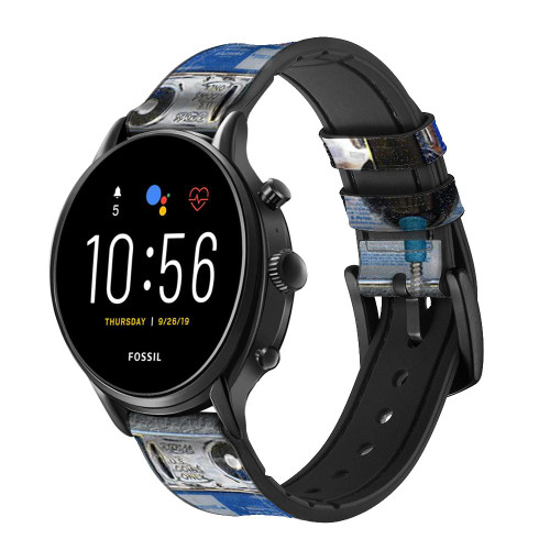CA0012 Payphone Smart Watch Armband aus Leder und Silikon für Fossil Smartwatch