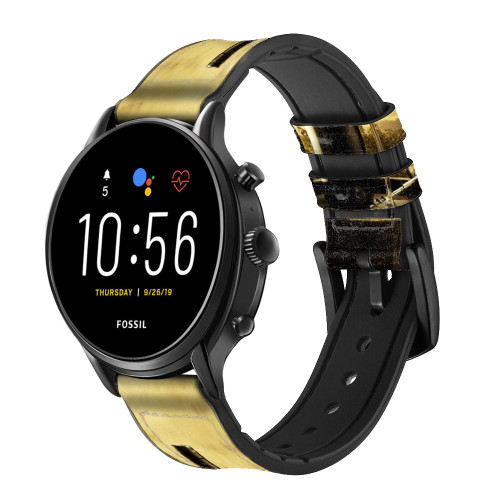 CA0222 A Grape Vineyard Grapes Bottle Red Wine Smart Watch Armband aus Leder und Silikon für Fossil Smartwatch