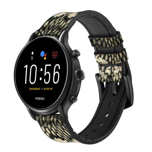 CA0414 King Cobra Snake Skin Graphic Printed Smart Watch Armband aus Leder und Silikon für Fossil Smartwatch