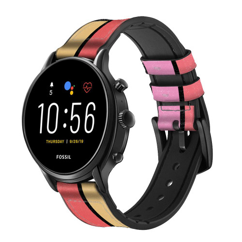 CA0443 Cheek Palette Color Smart Watch Armband aus Leder und Silikon für Fossil Smartwatch