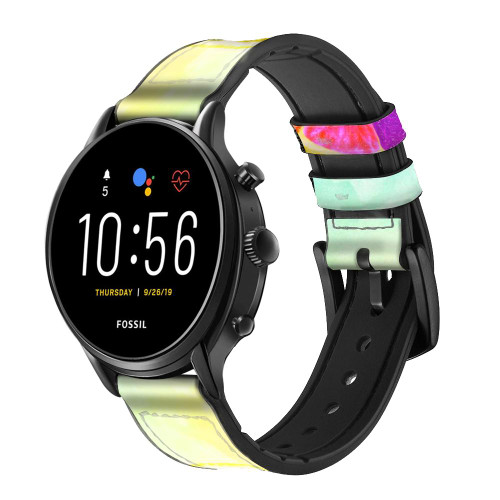 CA0787 Colorful Lemon Smart Watch Armband aus Leder und Silikon für Fossil Smartwatch