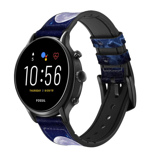 CA0799 Xmas Santa Moon Smart Watch Armband aus Leder und Silikon für Fossil Smartwatch