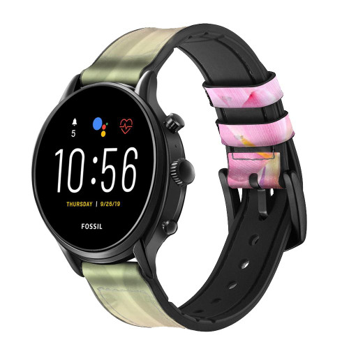 CA0800 Lotus flower Buddhism Smart Watch Armband aus Leder und Silikon für Fossil Smartwatch