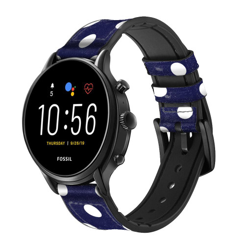 CA0817 Blue Polka Dot Smart Watch Armband aus Leder und Silikon für Fossil Smartwatch