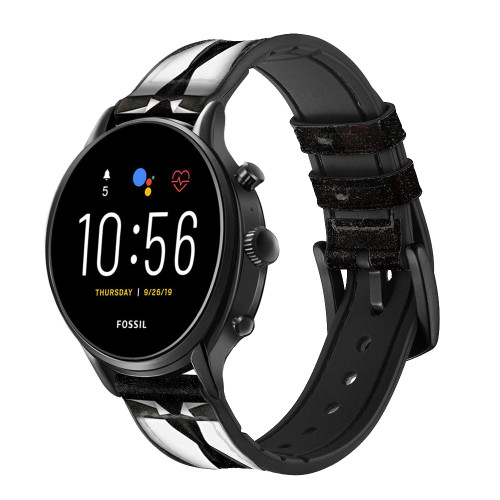 CA0818 Men Suit Smart Watch Armband aus Leder und Silikon für Fossil Smartwatch